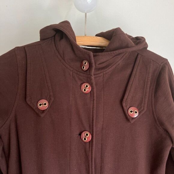 Vintage Y2K Twisted Heart America Button Down Hooded Cardigan Sweater Tie Waist - Picture 4 of 7